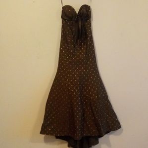 JOVANI| Brown Polkadot Formal Gown